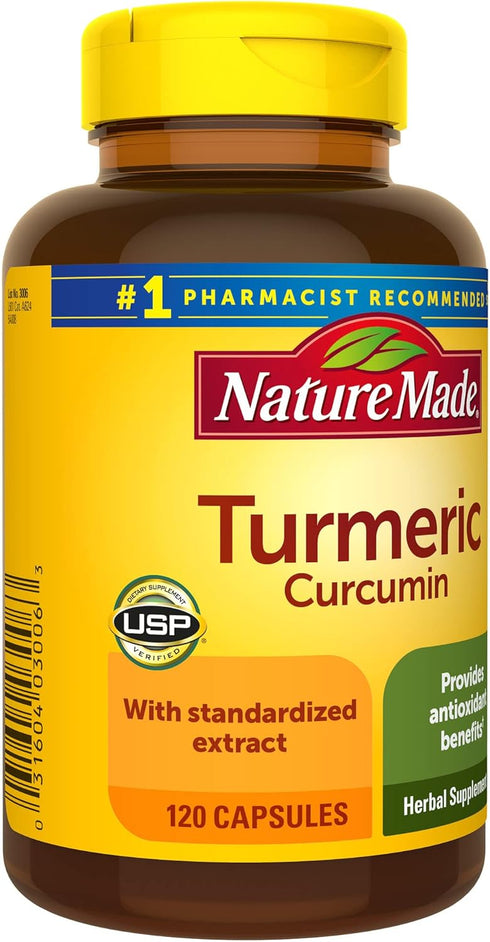 Nature Made Turmeric Curcumin 500 mg - 120 Capsules, Herbal Supplement for Antioxidant Support
