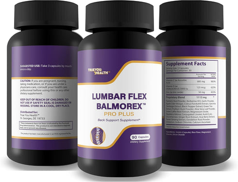 Lumbar Flex Balmorex Pro Plus Back Supplement - Natural Support for Lower Back Stiffness and Aches