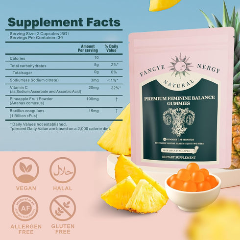 Shytrouy Gummies Immune 60 Vaginal Probiotics for Women Premium Feminine Balance for Women, Hawaiian Pineapple Flavor