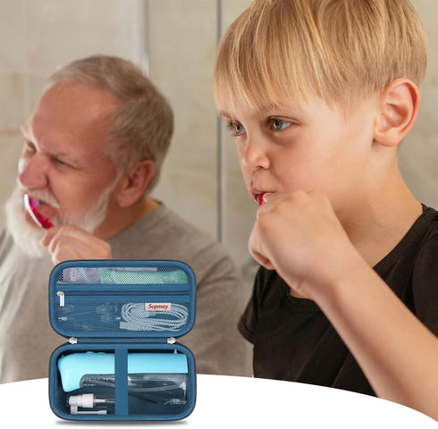 Hard Travel Case for Water Flosser Teeth Picks, Portable Oral Irrigator Storage Holder with Zipper Mesh Bag for USB