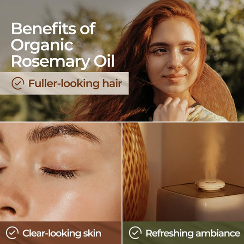 Gya Labs USDA Certified Organic Rosemary Essential Oil, 100% Pure Natural Oil for Hair, Skin & Diffuser