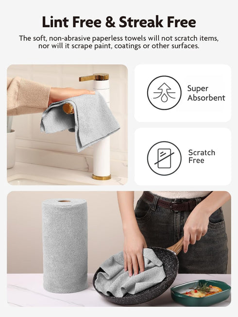 Microfiber Cloths in a Roll, Reusable Washable Cleaning Rag Towels, 12" x 12", 40 Pack for Auto, House, Kitchen
