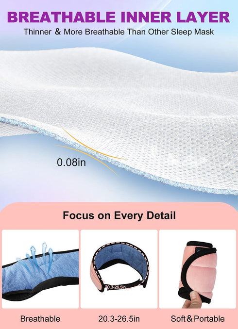 TOPOINT Sleep Mask with Headphones, Bluetooth 5.2 Wireless Eye Mask for Sleeping, Travel, Meditation, Built-in HD