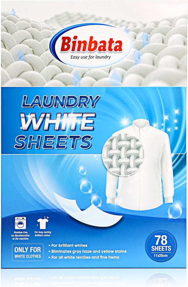 Eco Laundry Whitener Sheets 78 Count, Binbata Unscented High Concentrated Laundry Bleach for Sensitive Skin