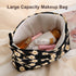 Preppy Cute Corduroy Makeup Bag, Cosmetic Bag for Women Travel Essentials (Flower Black)