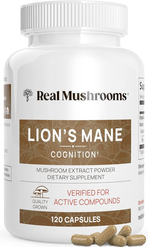 Lions Mane Mushroom Cognition Capsules, 120 Capsules, Brain Supplement, Focus Vitamins