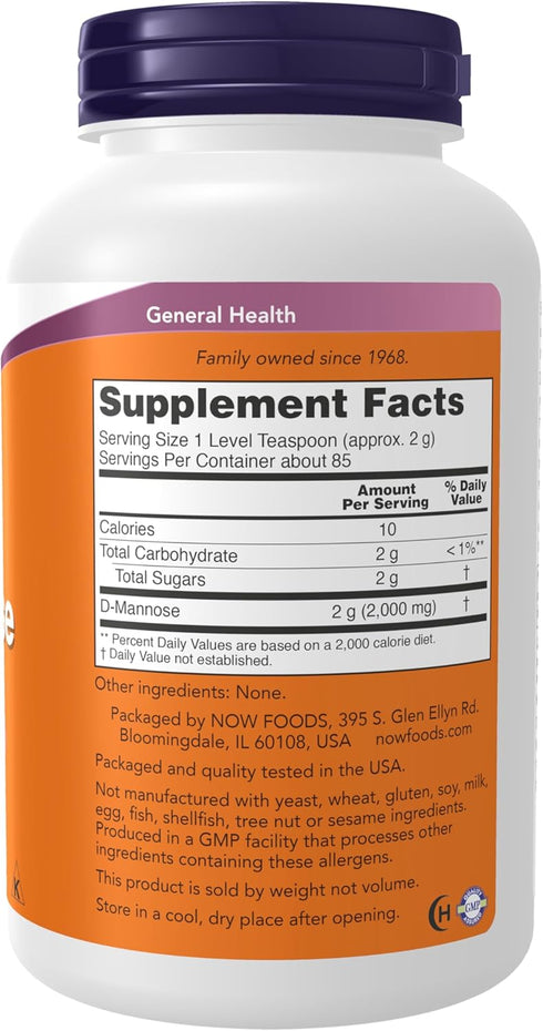 NOW Supplements D-Mannose Powder - Non-GMO Project Verified, Healthy Urinary Tract, 6-Ounce