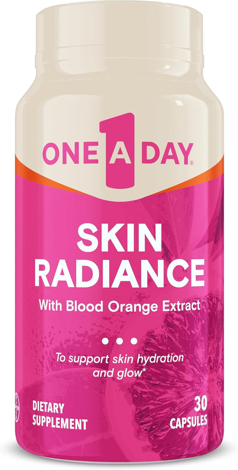 One A Day Skin Radiance, 30 Capsules for Skin Hydration & Glow with Blood Orange Extract & Collagen