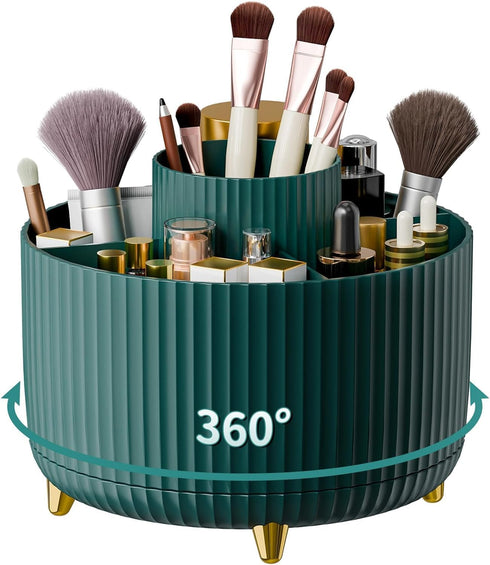 Makeup Brush Holder Organizer, 360° Rotating 5 Slot Cup for Cosmetics, Nail Polish, Art Supply