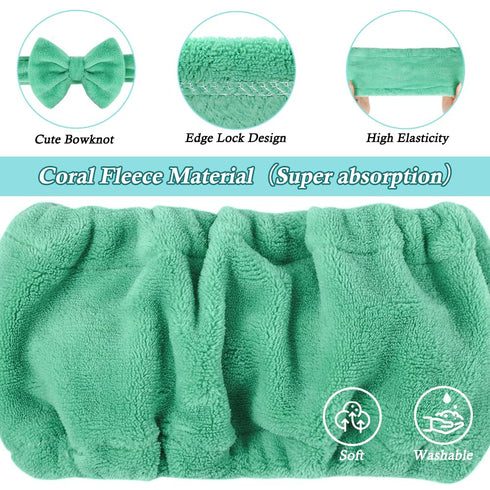 Shintop Soft Makeup Headband with Cute Bow, Elastic Spa Headband for Skincare and Facial Mask, Pea Green
