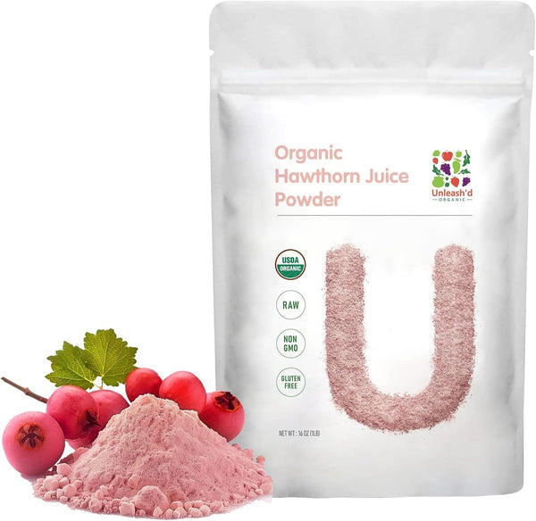 UNLEASH'D ORGANIC Organic Hawthorn Juice Powder 16 oz 100% Pure Natural Superfood, Rich in