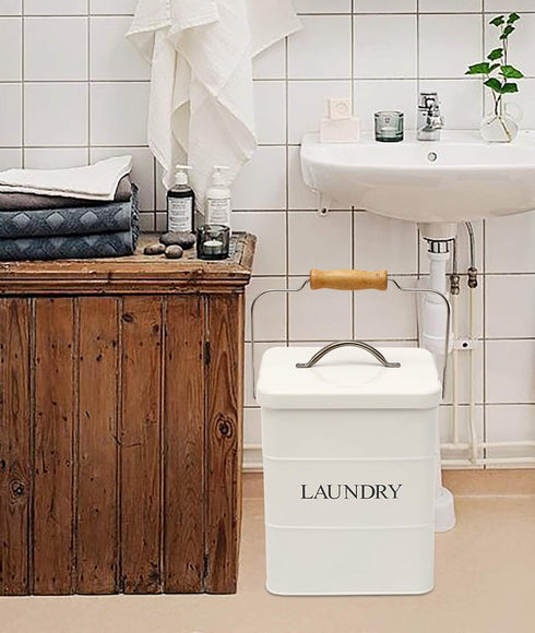 Xbopetda Laundry Powder Bin, Washing Powder Storage Tin with Scoop, Airtight Lid & Handles, Laundry Detergent Powder