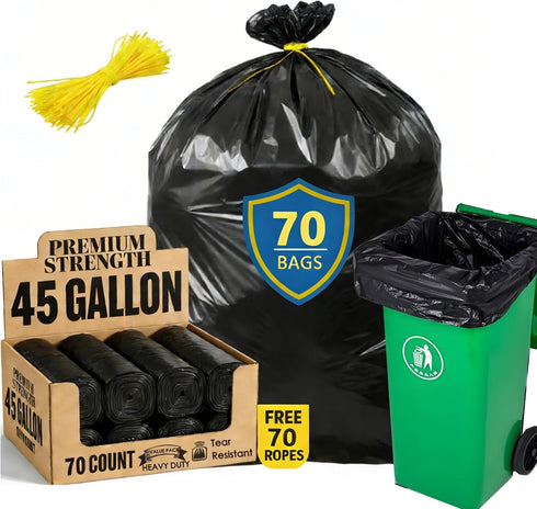 LONGOMA 45 Gallon Trash Bags, Heavy Duty Garbage Bags, 70 Count 2.0 Mil