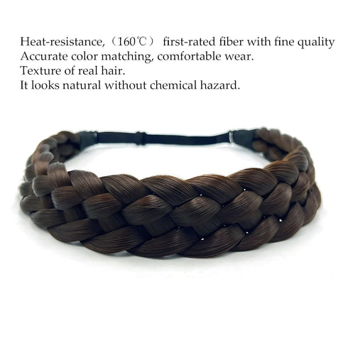 TOECWEGR 5 Strands Synthetic Hair Braided Headband Classic Chunky Wide Plaited Braids Multi Color Ladies Hair