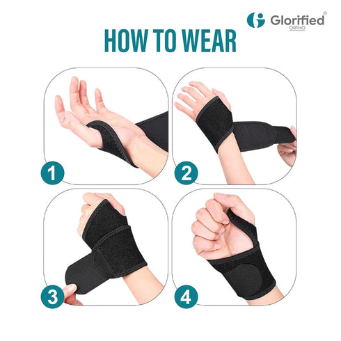 GLORIFIED Carpal Tunnel Wrist Brace, 2 Pack Adjustable Wrist Support Brace for Sports, Tendonitis Pain Relief, Unisex