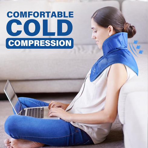 LotFancy Reusable Ice Pack for Neck & Shoulder, Flexible Gel Cold Wrap with Adjustable Straps for Pain Relief