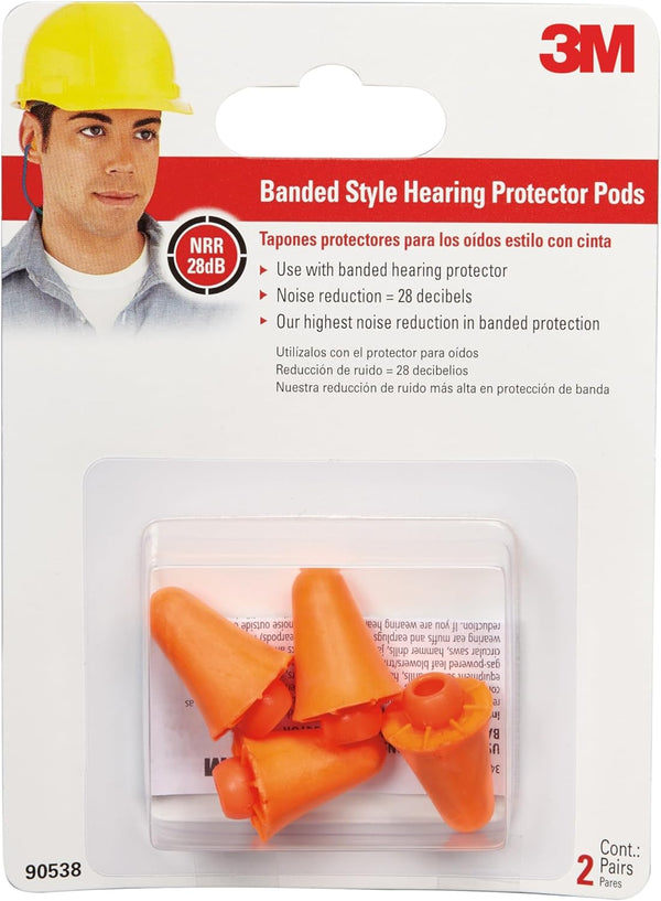 3M Replacement Pods for Banded Protector Model # 90537H1-DC, 2 Pairs, Noise Reduction Rating 28 dB