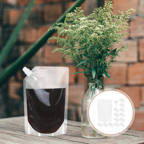 Packaging 1000ml 50pcs GANAZONO Disposable Liquid Bags Spout Pouch with Funnel Leak-proof Drink Storage Bags for Juice
