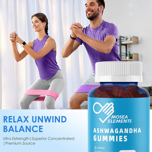 MOSEA ELEMENTS 2 Pack Gummies Gummy, 120 Gummies Ashwagandha & Vitamin D for Men & Women - Relax & Restore, Ashwa Root