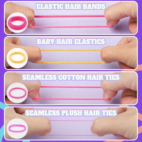 Teenitor Colorful Hair Accessories for Girls, Elastic Hair Ties Set with Clips and Glitter Bobby Pins