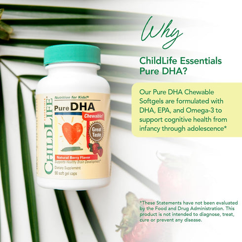 CHILDLIFE ESSENTIALS Pure DHA for Kids, DHA Supplements, Natural Berry, 90 Softgels