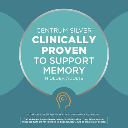 Centrum Silver Multivitamin for Adults 50 Plus, Vitamin D3, B-Vitamins, Gluten Free, 125 Ct Supplement for Memory