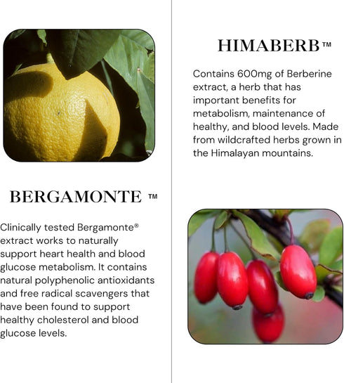Berbercol 500mg Citrus Bergamot & Berberine, Naturally Supports Heart Health, 60 Capsules
