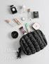Quilted Makeup Bag, Travel Toiletry Bag for Women, Cute Black Puffer Makeup Organizer