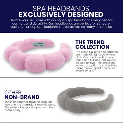 Pink Spa Headband for Washing Face, Soft Terry Cloth Makeup Headbands for Women