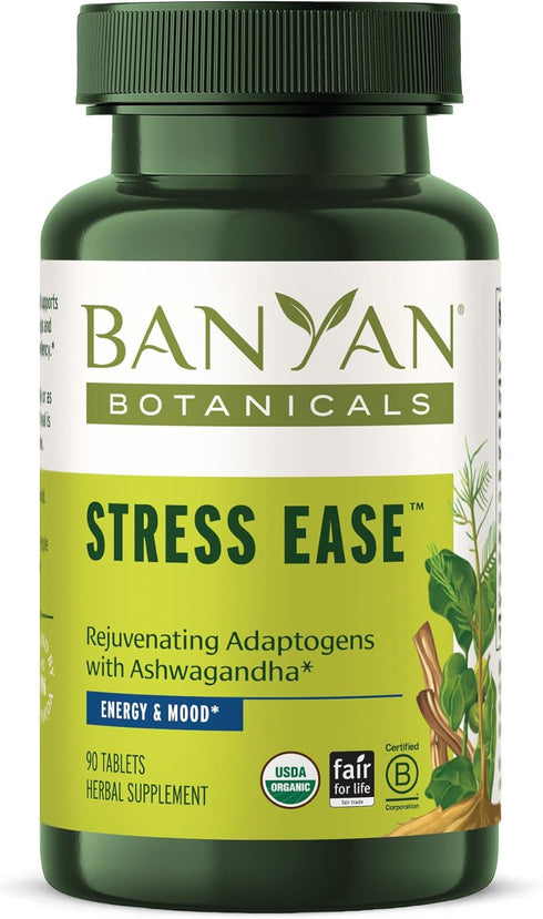 Banyan Botanicals Stress Ease Organic Herbal Supplement for Stress & Fatigue, 90 Tablets