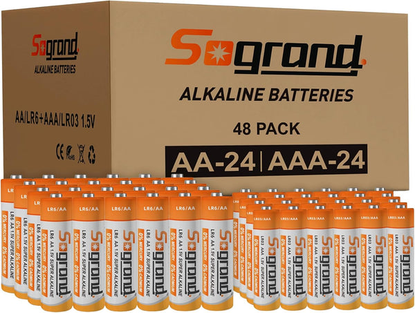 Sogrand AA and AAA Batteries Combo Pack, 48 Count 24 AA and 24