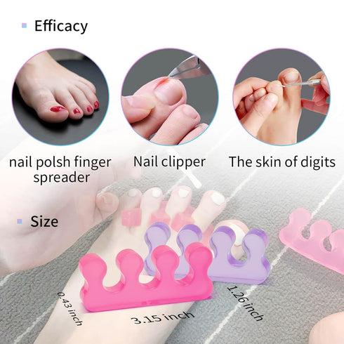 SUNFATT Gel Toe Separators, Toe Spacers for Women, Beauty Pedicure Tools for Separation of Toenails