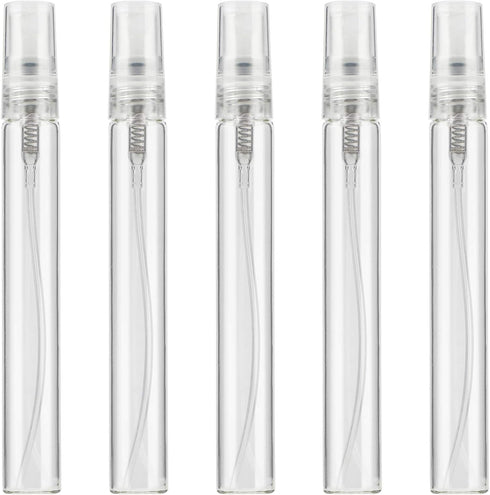 SAVITA 5PCS 10ml Clear Spray Bottle Refillable Perfume Atomizer, Small Fine Mist Glass Containers for Essential Oils