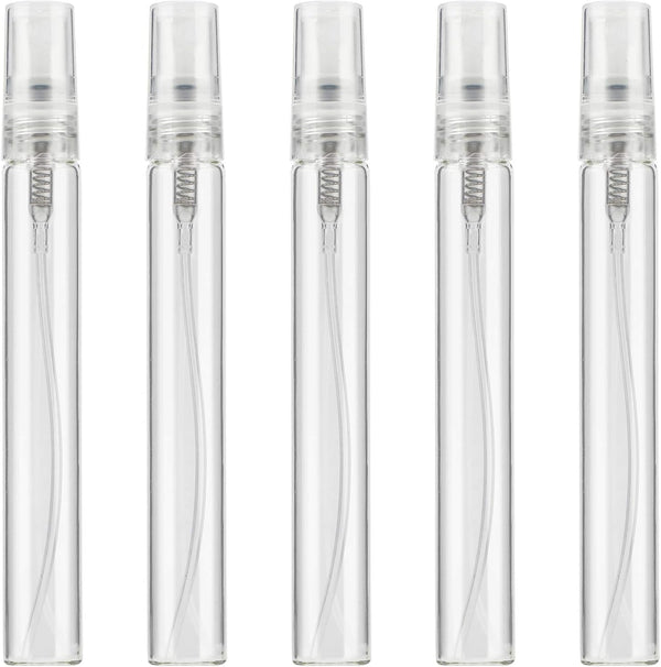 SAVITA 5PCS 10ml Clear Spray Bottle Refillable Perfume Atomizer, Small Fine Mist Glass Containers for Essential Oils