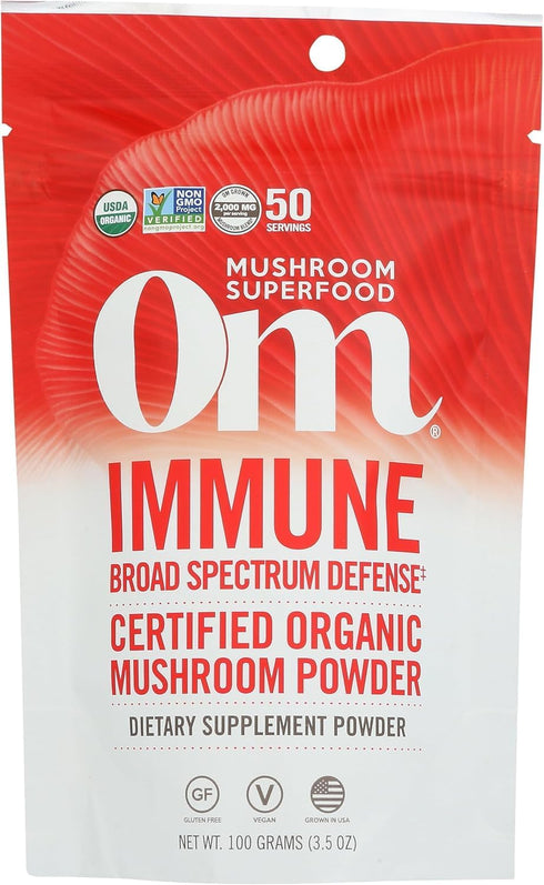 OM MUSHROOM SUPERFOOD Immune Blend Mushroom Powder Supplement, 3.5 Ounce, 50 Servings, Reishi & Turkey Tail