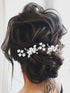 Heread Flower Bride Wedding Hair Pins - Silver Crystal Bridal Hair Pieces Leaf Accessories (Pack of 2)