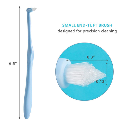 LOVEWEE End-Tuft Tapered Trim Toothbrush, 6 PCS Tufted Interspace Brush for Orthodontic Braces Cleaning