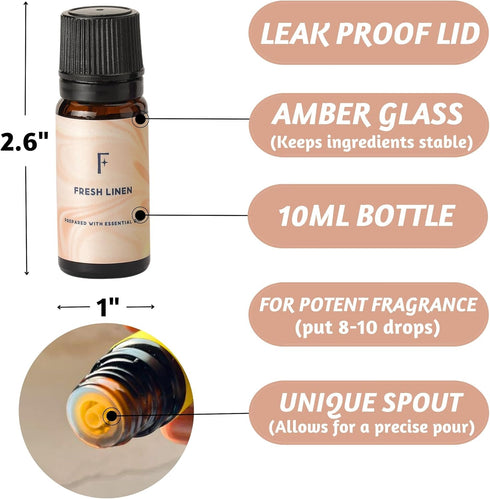 Folkulture Essential Oils Set, Pack of 3 Pure Oils for Diffuser, Fresh Linen, Citrus & Lavender Scents for Laundry
