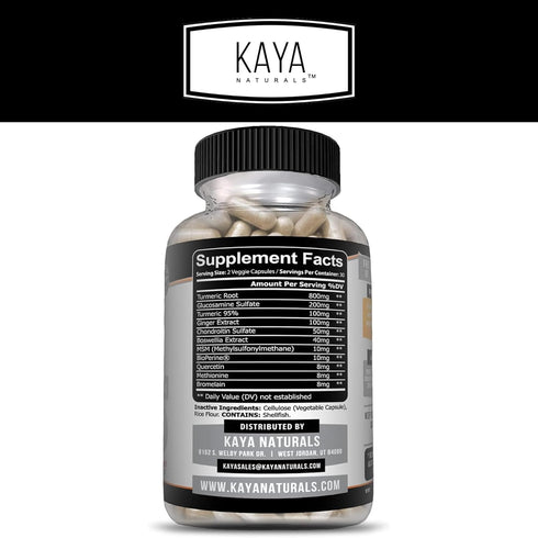 Kaya Naturals Platinum Joint | Nature Made Bioperine, Glucosamine, Turmeric with Boswellia, Healthy Natural Joint Support, Antioxidant Properties, Turmeric Curcumin 1334mg - 60 Capsules