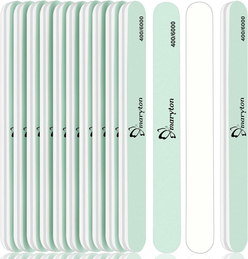 Maryton Nail Buffer and Shine Kit, 10pcs Buffer Blocks for Natural Nails, Fingernail Polisher 400 6000 Grit