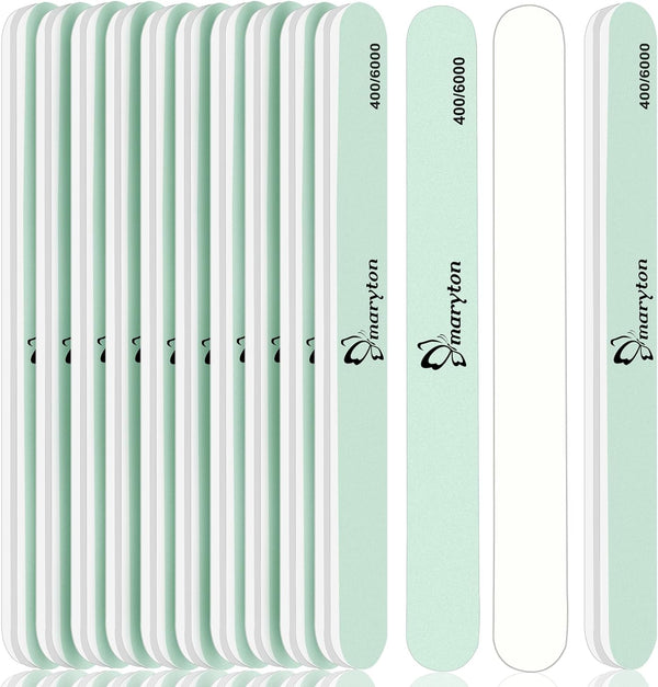 Maryton Nail Buffer and Shine Kit, 10pcs Buffer Blocks for Natural Nails, Fingernail Polisher 400 6000 Grit