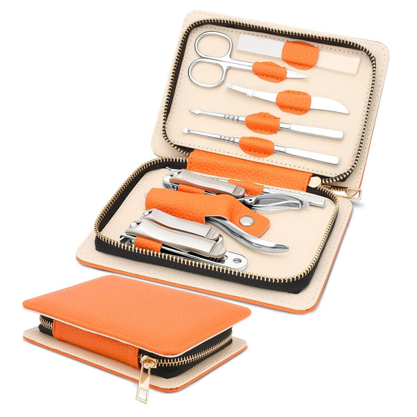 Professional Manicure Set, 10-in-1 High-Grade Nail Cutter and Clippers with Leather Travel Case