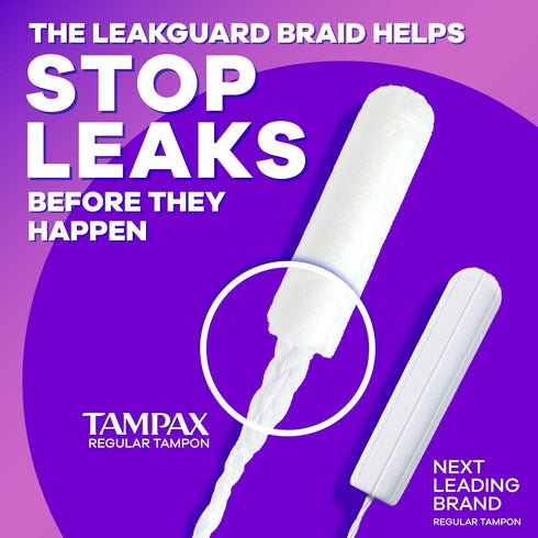 Multipack, 112 Count (4 Packs 28), Packaging Tampax Radiant Tampons for Women with LeakGuard Braid, Regular/Super/Super