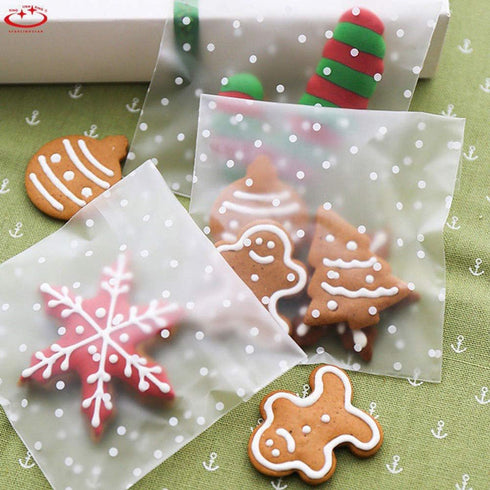 Self Adhesive Cookie Cellophane Treat Bags 5.5x5.5 Inches, 100 Pcs Resealable Plastic Packaging with Thank You Labels