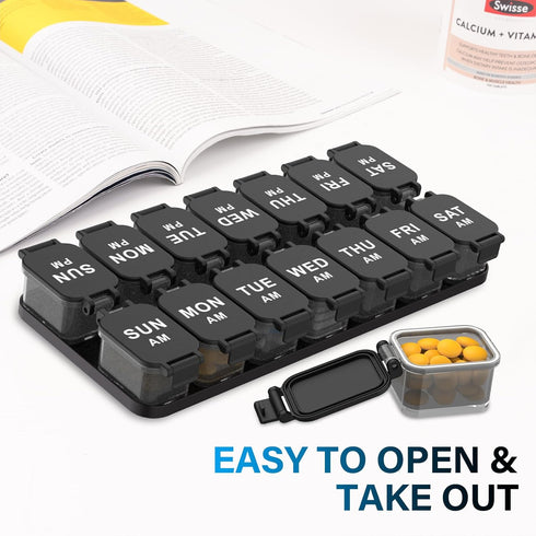 Toollygozz 2 7 Extra Large Weekly Pill Organizer - Waterproof Pill Box Times a Day, Day Am Pm Medicine Pill Organizer