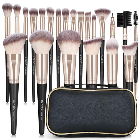 MAGEFY 22 Pcs Professional Premium Synthetic Makeup Brush Set with Case (Blackgold)