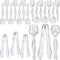 LSLYHTC Plastic Serving Utensils, Clear Serving Spoons Set Including 4 Disposable Plastic Tongs