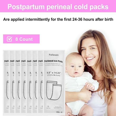 8 Packs Perineal Ice Packs for Postpartum Essentials - 2 in 1 Instant Cold Therapy Packs and Absorbent Maternity Pad