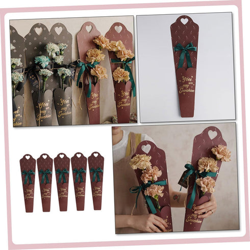 Packaging 5pcs Packing Parliky Single Flower Boxes Dark Red Paper Wrappers for Floral Arrangements Bouquet Wrapping