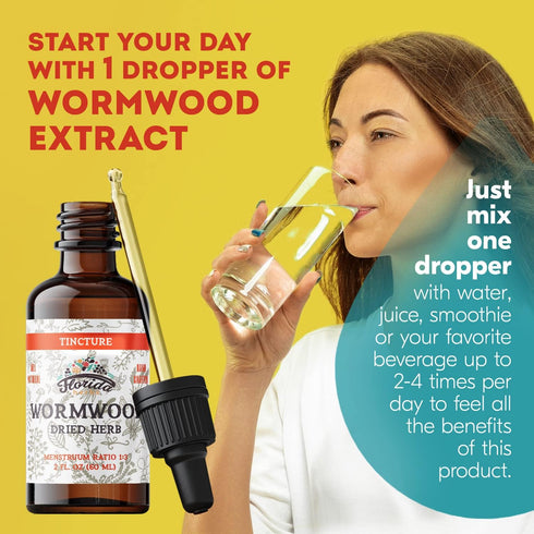 Wormwood Organic Tincture - Natural Digestive Cleanse Supplement, Wormwood Herb Extract for Detox, 2 Fl Oz